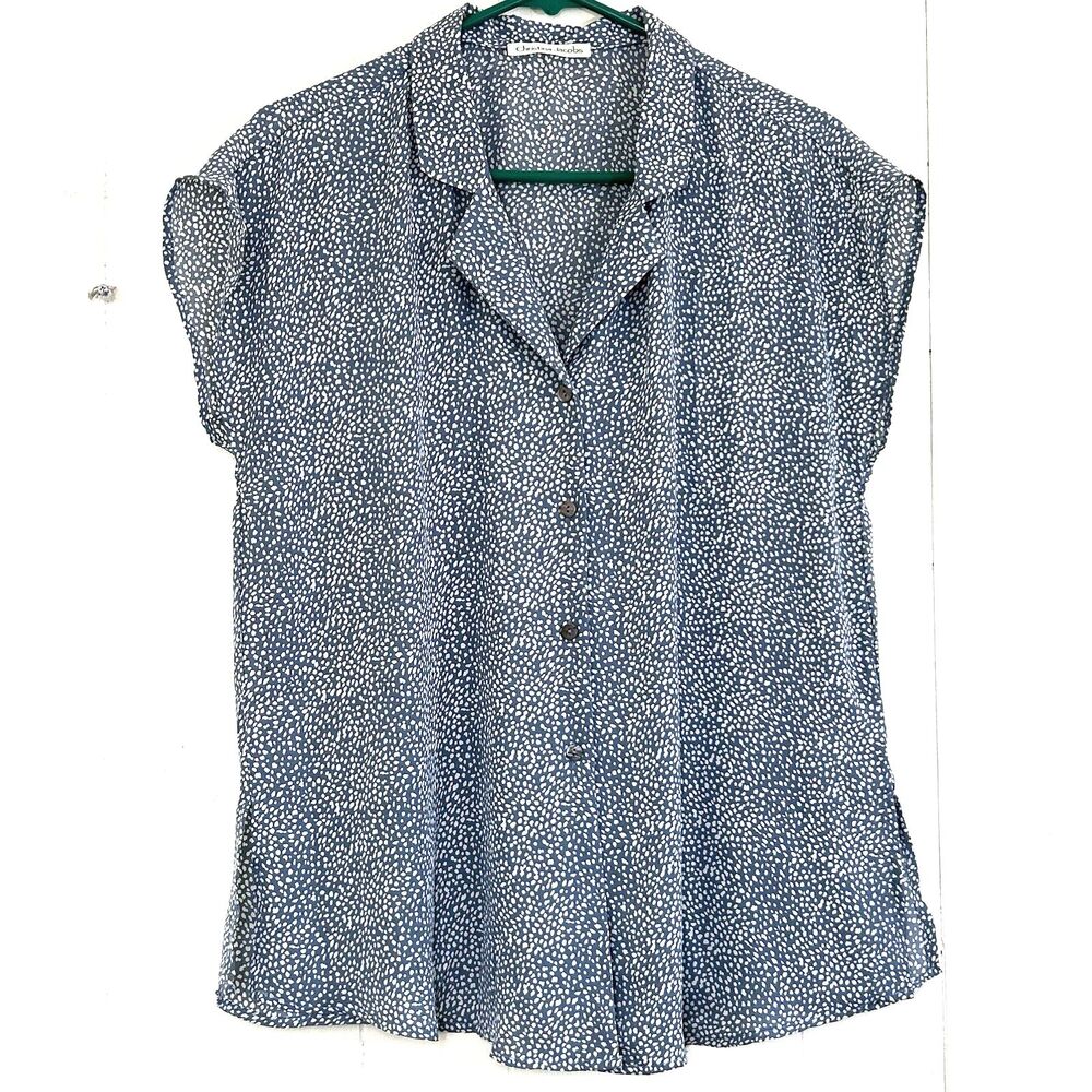Cristina Jacobs Button Down Blouse Size M Short Sleeves Soft Top